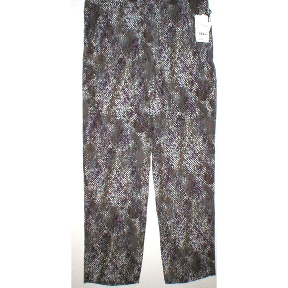 Womens Worth New York NWT $398 12 Snake Print Silk Pants Purple White Tall Gray